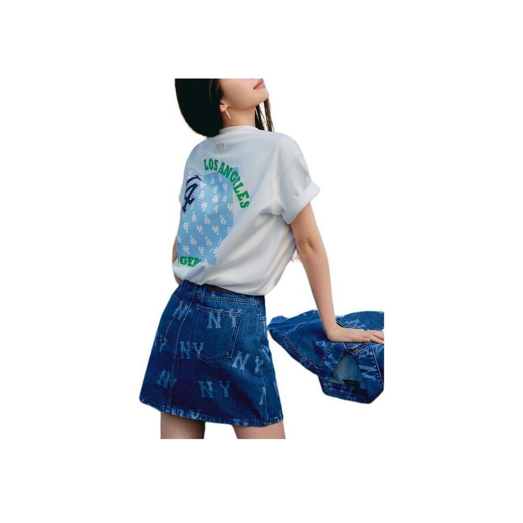 New MLB Denim Short Skirts Women's Indigo 3FDSB0143-50INS