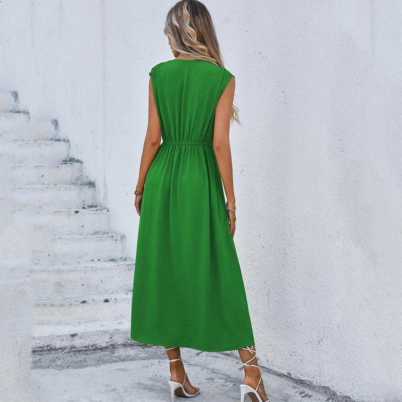 Ermeløse Plus size vintage nyankomne kjoler for kvinner avslappet løs lang sommerkjole