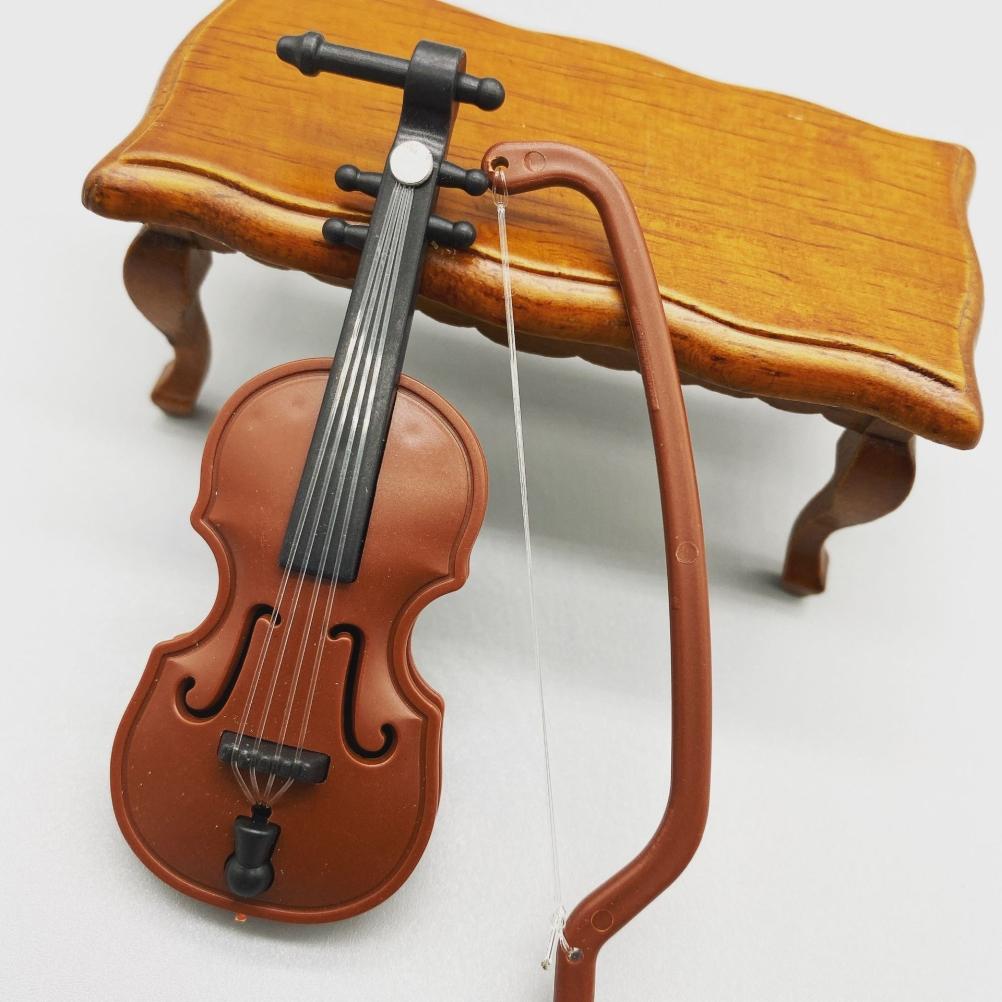 Plastic Dollhouse Mini Violin Crafts Miniatures DIY Dollhouse Violin Mini Musical Instrument Model for Dollhouse Accessory
