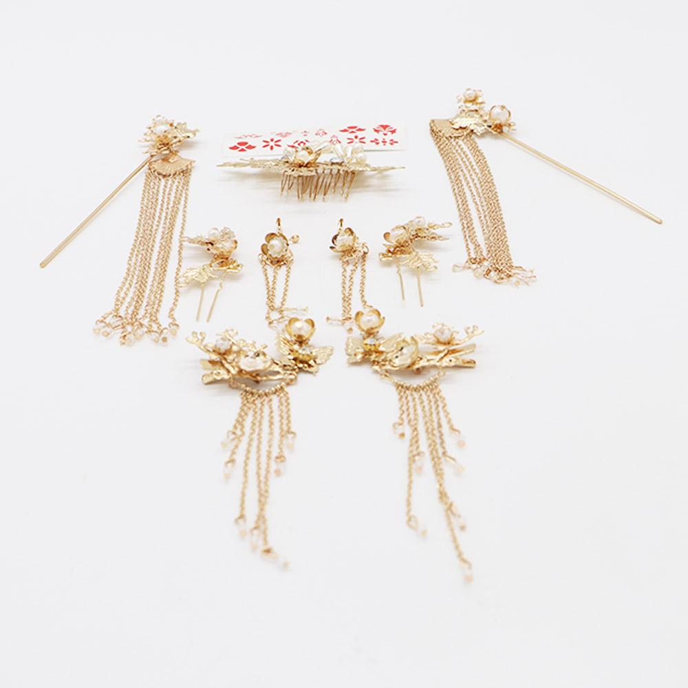 Headdress Hairstyle Design Tool Women Hair Accessories Chinese Hairpin Set Pearl Tassel Hair Stick