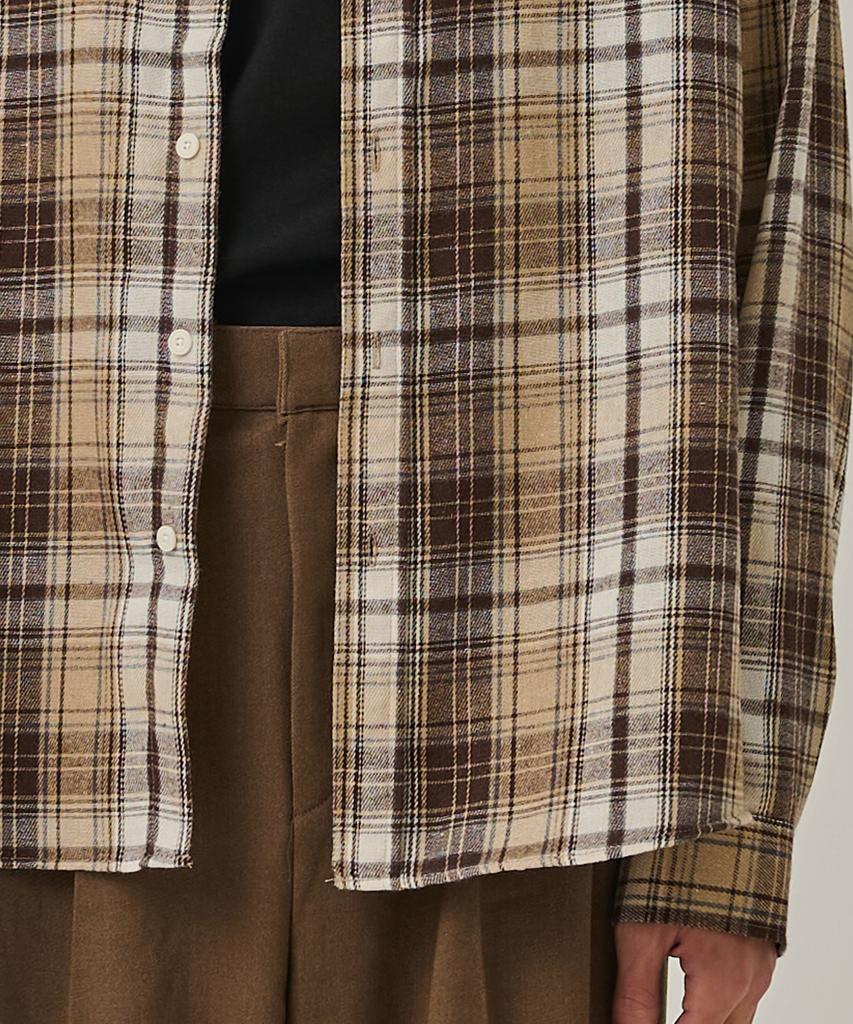 ANALOG MOOD Flannel Semi-Check Shirt (Brown)