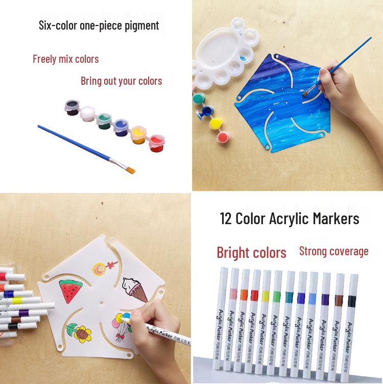 Children's DIY Windmill Painting Kit: Creative Art Materials for Kindergarten Drawing and Craft.
