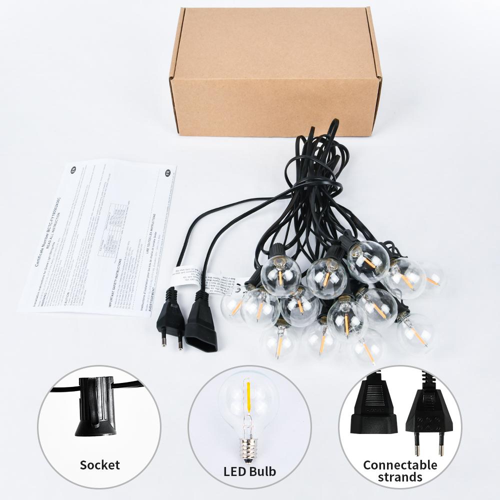 15M/9M LED G40 Globe String Lights Outdoor Plastic Waterproof Bulbs For Christmas Party Garden Decorative Garland Lamp