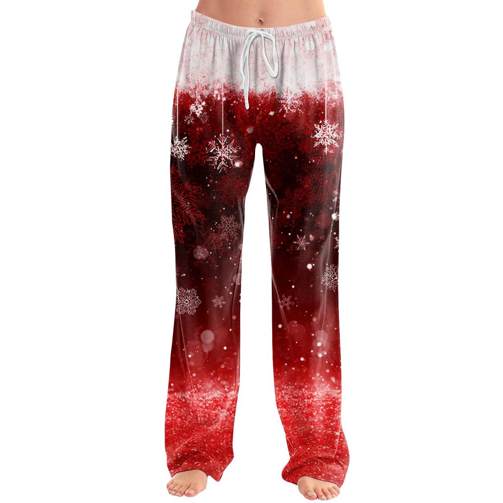 Women's Christmas Print Loose Fit Casual Pants for Holiday