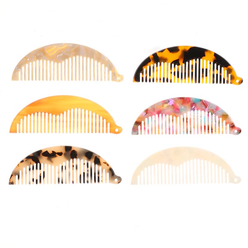 Hot-selling Semi-circular Acetate Hair Comb: Portable Anti-static Marble Design for Women