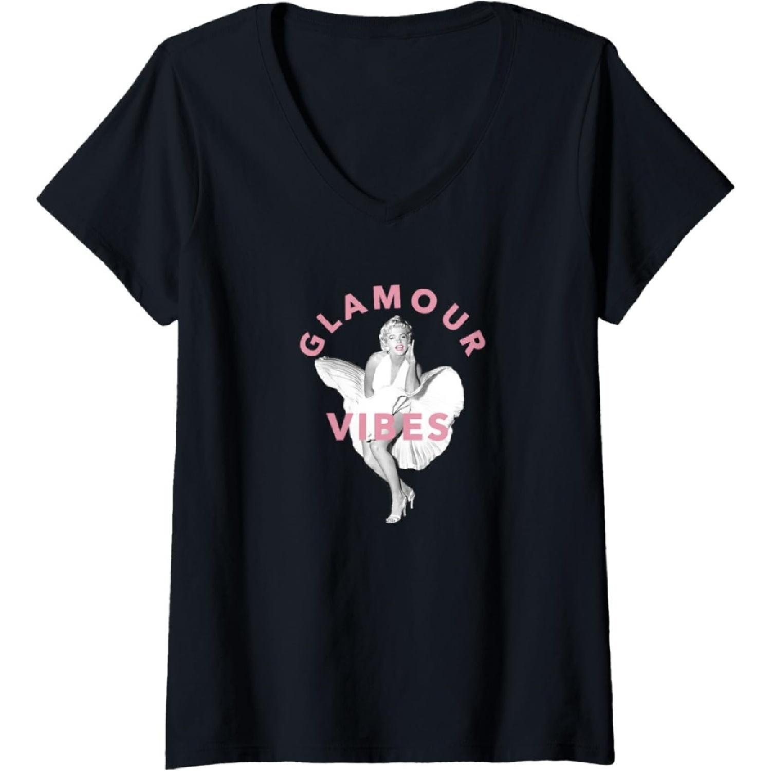 Womens Marilyn Monroe Glamour Vibes V-Neck T-Shirt S