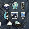 Iridescent Starry Sky Enamel Brooch: Cartoon Lapel Pin In Test Tube, Wine Glass, and Milk Shapes for Men & Women
