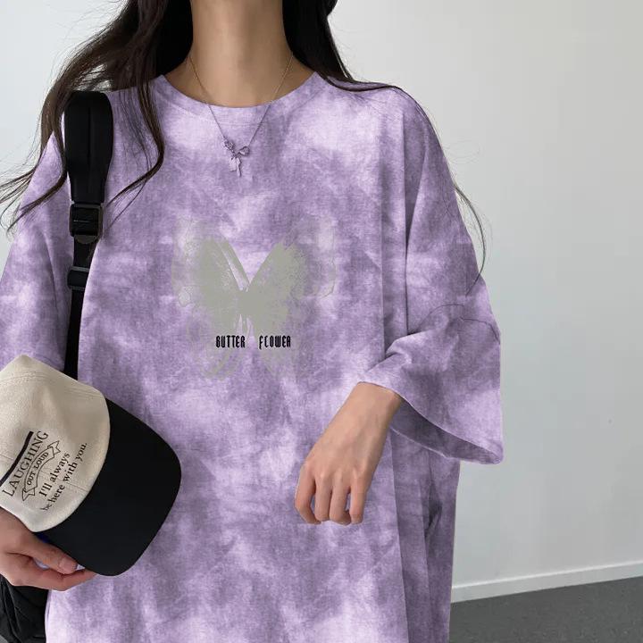 Korean Style Tie-Dye Short-Sleeve T-Shirt Dress – Women's Trendy Summer Fashion