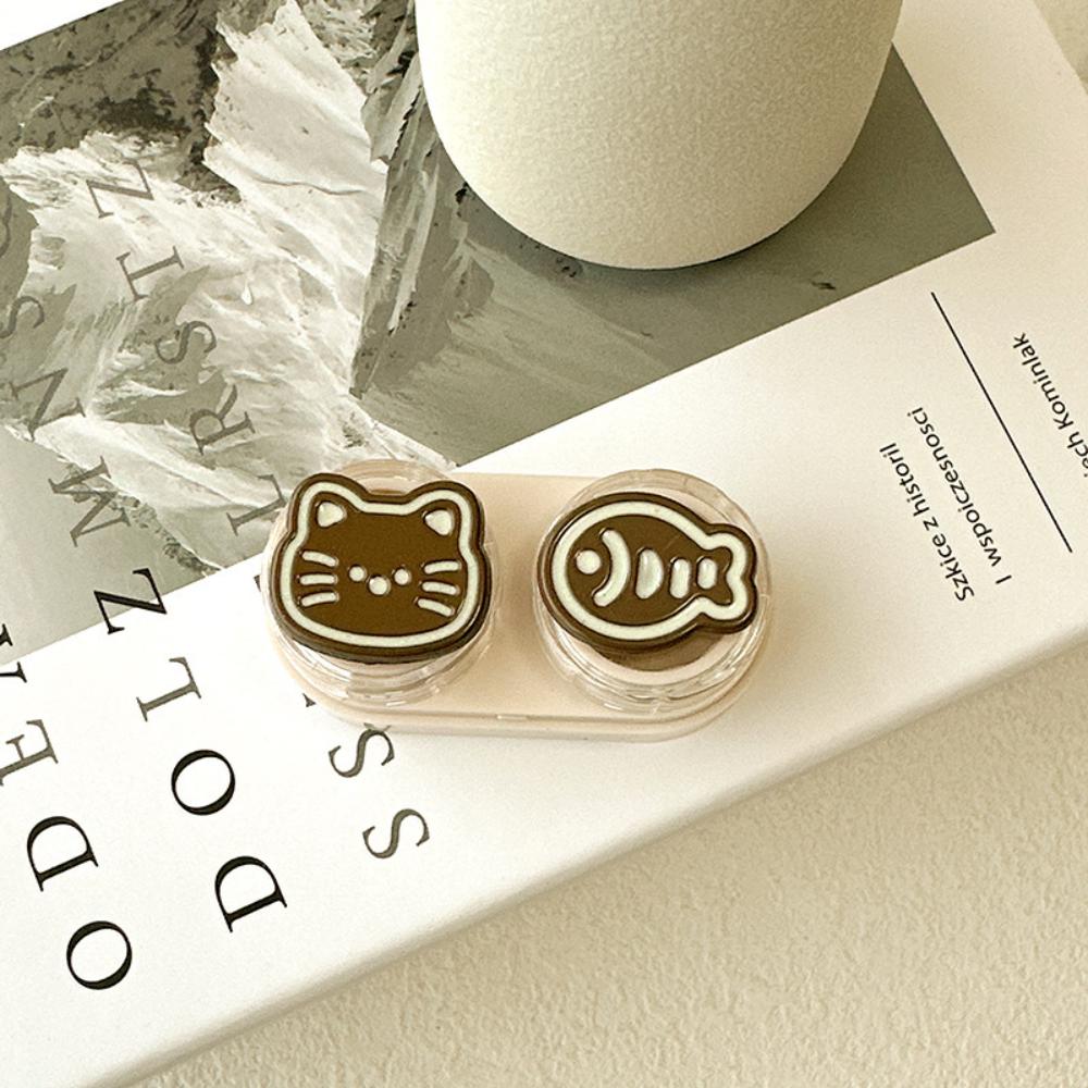 

Cute Cartoon Cat Fish Contact Lens Case Women Girls Portable Mini Contact Lenses Storage Container Box with Tweezers Suction Kit