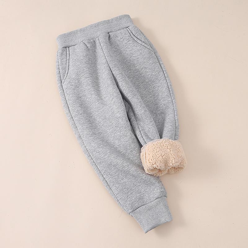 Brand Kids' Thickened Lambswool Sweatpants for Autumn/Winter - Boys' Warm Casual Long Pants