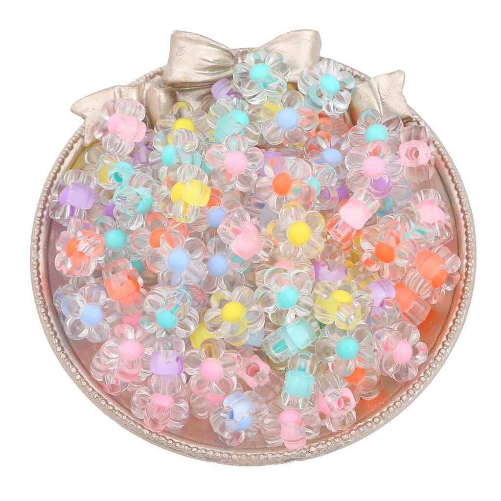 50Pcs 12mm Clear Acrylic Flowers Beads Loose Spacer Beads for Jewelry Making