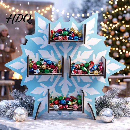 Christmas Candy Display Stand Tree Wooden Stand Acrylic Drawer Organizer for Holiday Window Party Dessert Table Treat Holder