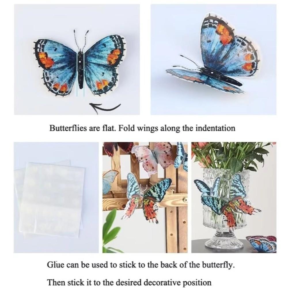 36Pcs PVC Lifelike Butterfly Decorations 3D Photo Booth Props Wall Stickers Home Decoration