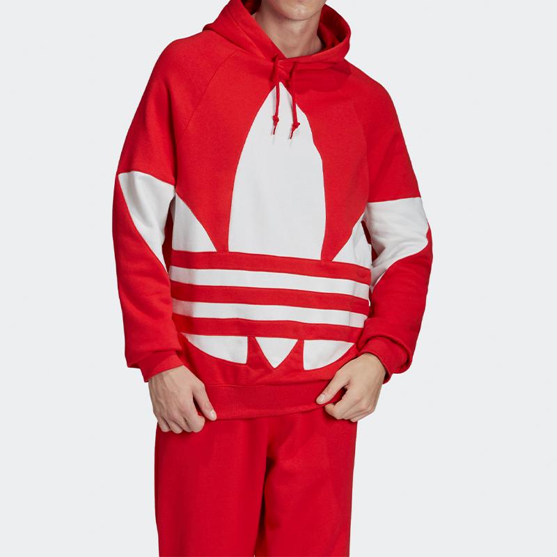 Adidas Originals Big Trefoil Logo Casual Loose Hooded Sweatshirt Men Vivid Red FM9907