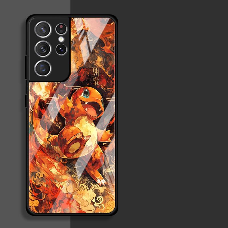 Cute Pikachu Pokemon Glass Case for Samsung Galaxy S26 S25 Ultra S23+ S25+ S24 S22 S20 FE S23 Plus S24+ S21 Luxury Phone Cover