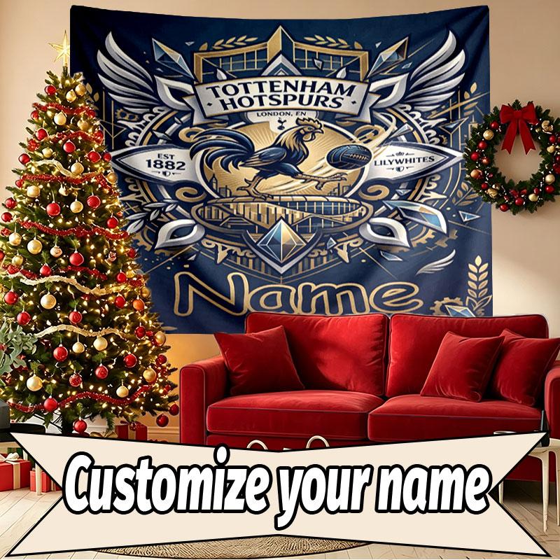 Custom Name Personalized Tottenham Hotspur Print Tapestry, Wall Art Decor, Bedroom, Dorm, Apartment, LivingRoom, Party Backdrop, Gift for Birthday