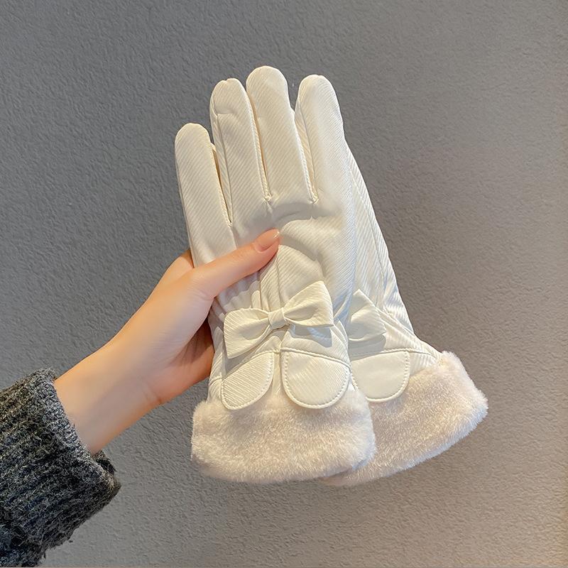 Rękawiczki Damskie Zimowe Polarowe Pogrubione Ciepłe Pluszowe Bawełniane Wodoodporne Rękawiczki z Ekranem Dotykowym Zimowe Ciepłe Do Jazdy Konnej Narciarskie Outdoorowe Rękawiczki