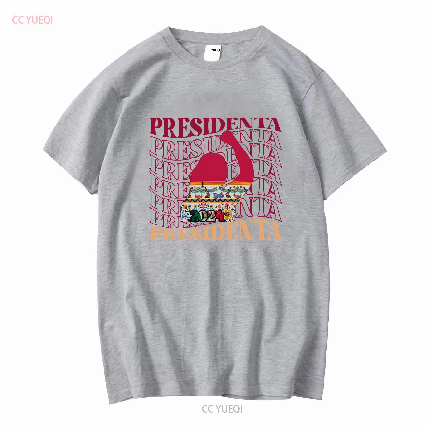 Claudia Sheinbaum T shirt Mexican shirts AMLOVER President of Mexico 2024 Woman long or short sleeves vintage Washed Versatile S