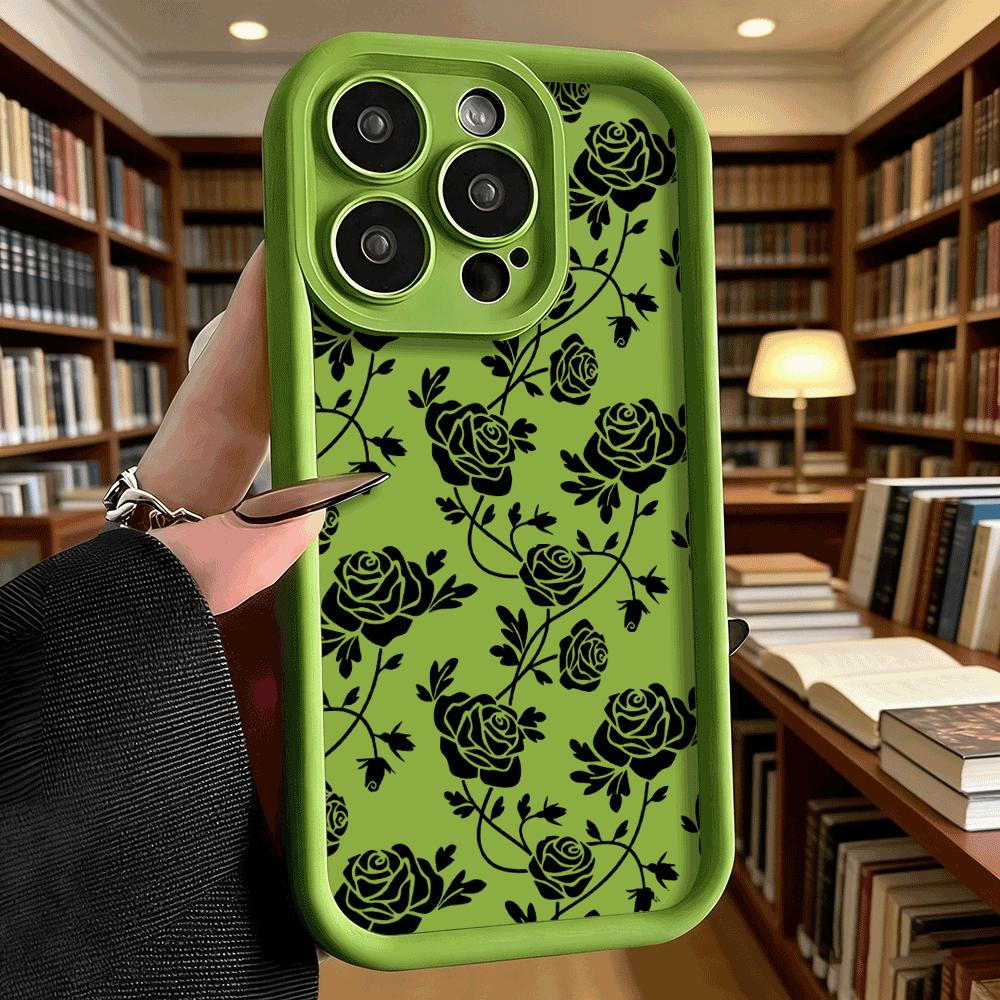 Black Roses on White Phone Case for iPhone 17 16 15 14 13 12 11 Pro Max Plus Anti Scratch, Gel Flexible Protective