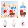 Cute Self-mocking Bear Birthday Party Cake Plush Toy Hanging Pendant Cartoon Doll Bag Decoration Gift Blue/pink