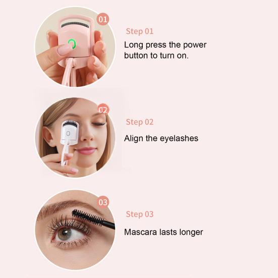 Vyhřívaný natáčka na řasy USB dobíjecí elektrická natáčka na řasy 2 teploty Rychlé nahřívání Přenosný pro ženy Nástroje na natáčení očních řas