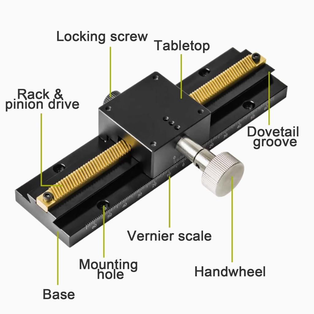 X-axis Dovetail Groove Manual Slide, Long Stroke Gear Drive Bar Type Fine Adjustment Platform