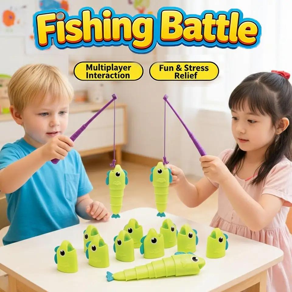 3D-Printed Cartoon Retractable Fishing Set with Hook,Fishing Toy SetFun Parent-Child Interactive Educational Board Game for Kids