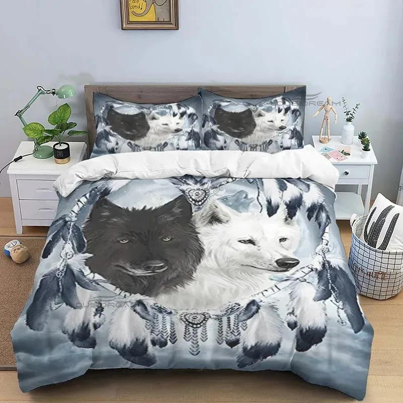 

Indian Dreamcatcher Wolf Pattern Comforter Bedding Set,Duvet Cover Bed Set Quilt Cover Pillowcase,King Queen Size Bedding Set EU single(135x200cm)