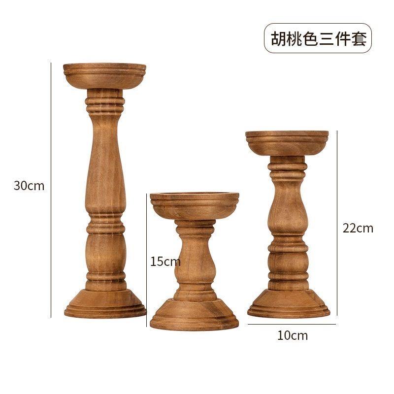 3PC Set New Style Retro Wooden Candle Holder Candle Container Desktop Decoration Home Decor Wedding Candle Holder Festival Gift