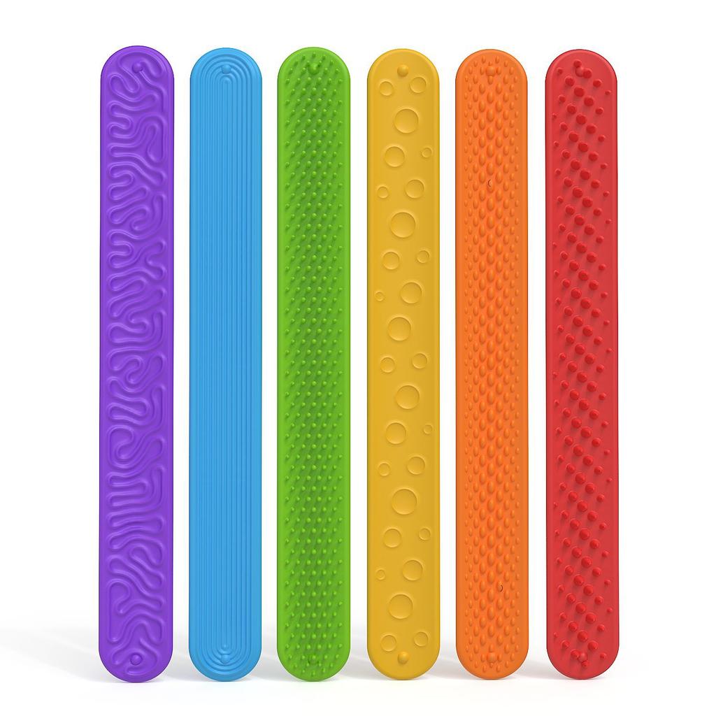 6 Pack Fidget Toys Slap Bracelets Textured Silicone Sensory Toys For Kids Autism Calming Sensory Toy For Special Needs Fidgets