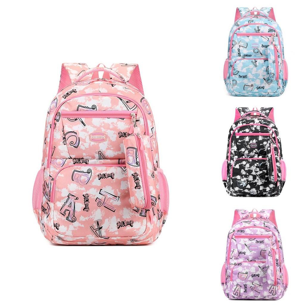 Layered Backpack Striped Zipper Large Capacity Storage Widened Shoulder Strap