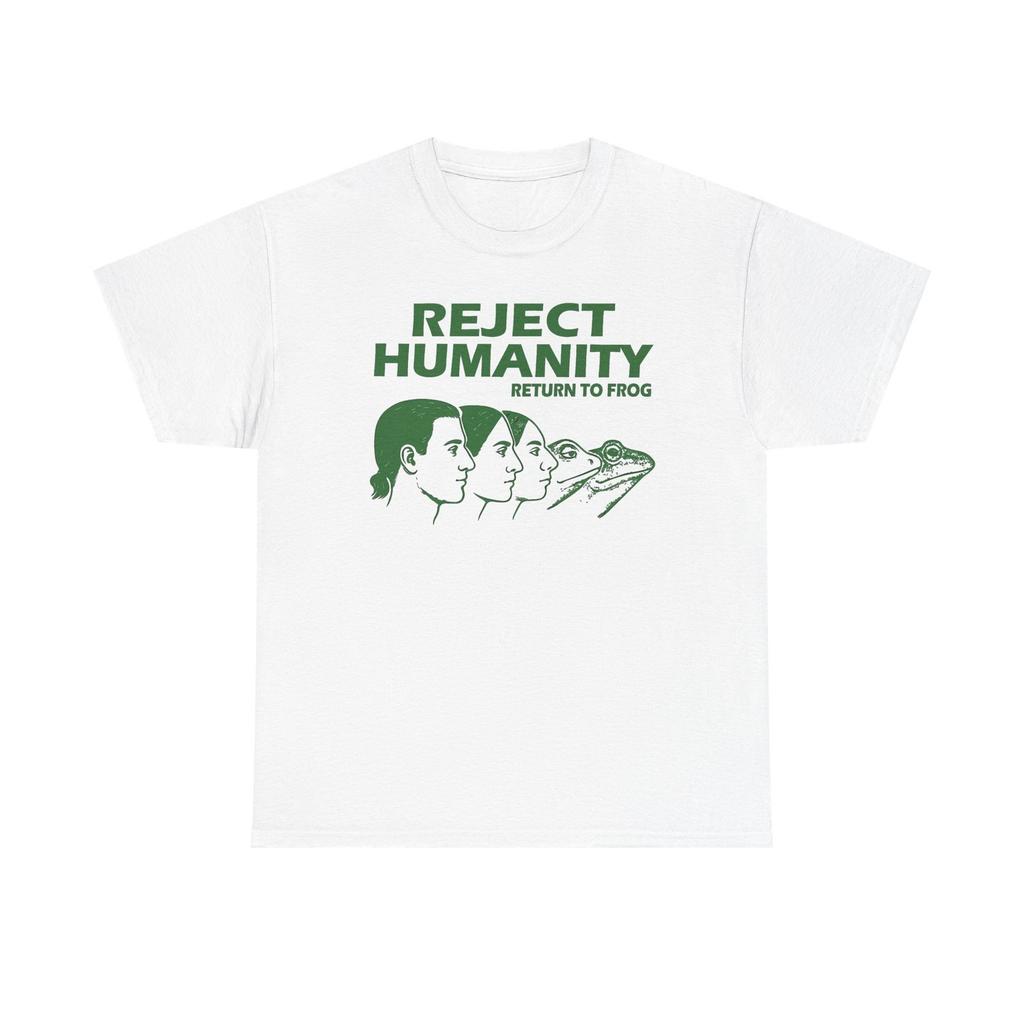 Reject Humanity Funny Frog Graphic Unisex T-shirt Heavy Cotton Tee