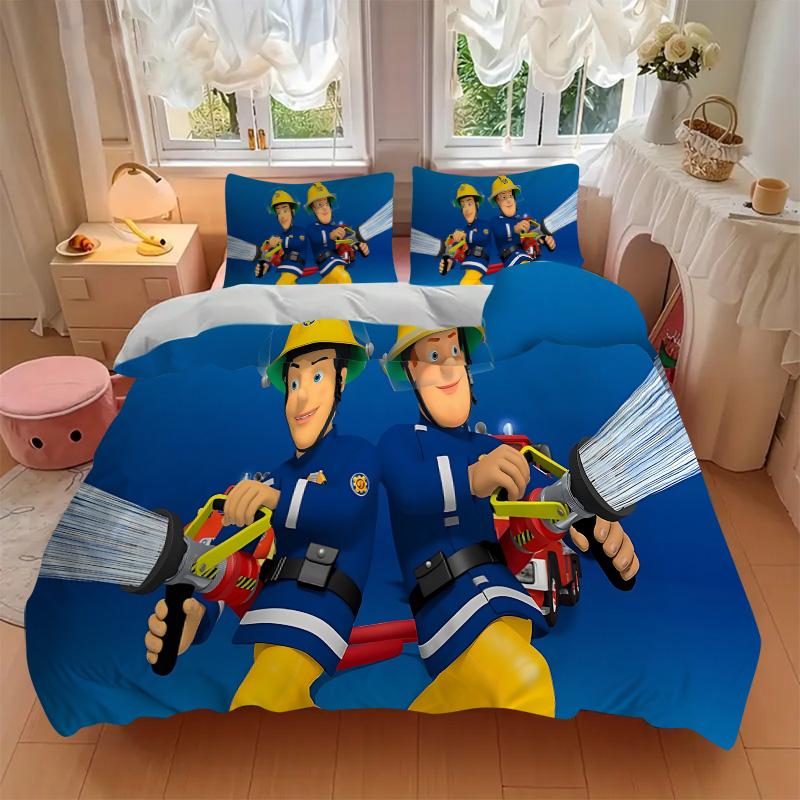 Firemen Water Guns Print 3Pcs Bedding Setduvet Cover With 2 Bedropillowcase Home Birthday Gift