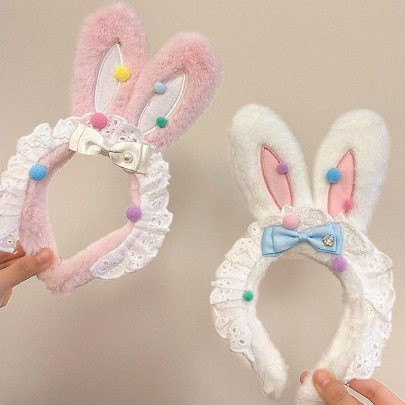 Lolita Cosplay Easter Headband Cute Cartoon Rabbit Ears Hairband for Festival Party Decorations Accessories