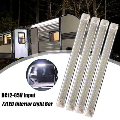 4Pcs 12V Interior LED Light Bars Strip Lamp With Switch For Car Trailer Truck Bed Van RV Cargo Boat Cabinet Caravan Camper Lorry