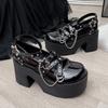 Punk Style Women Shoes 9CM Thick Bottom Mary Jane Shoes JK Uniform Heightening Pumps Fashion Metal Design Lady Lolita High Heels