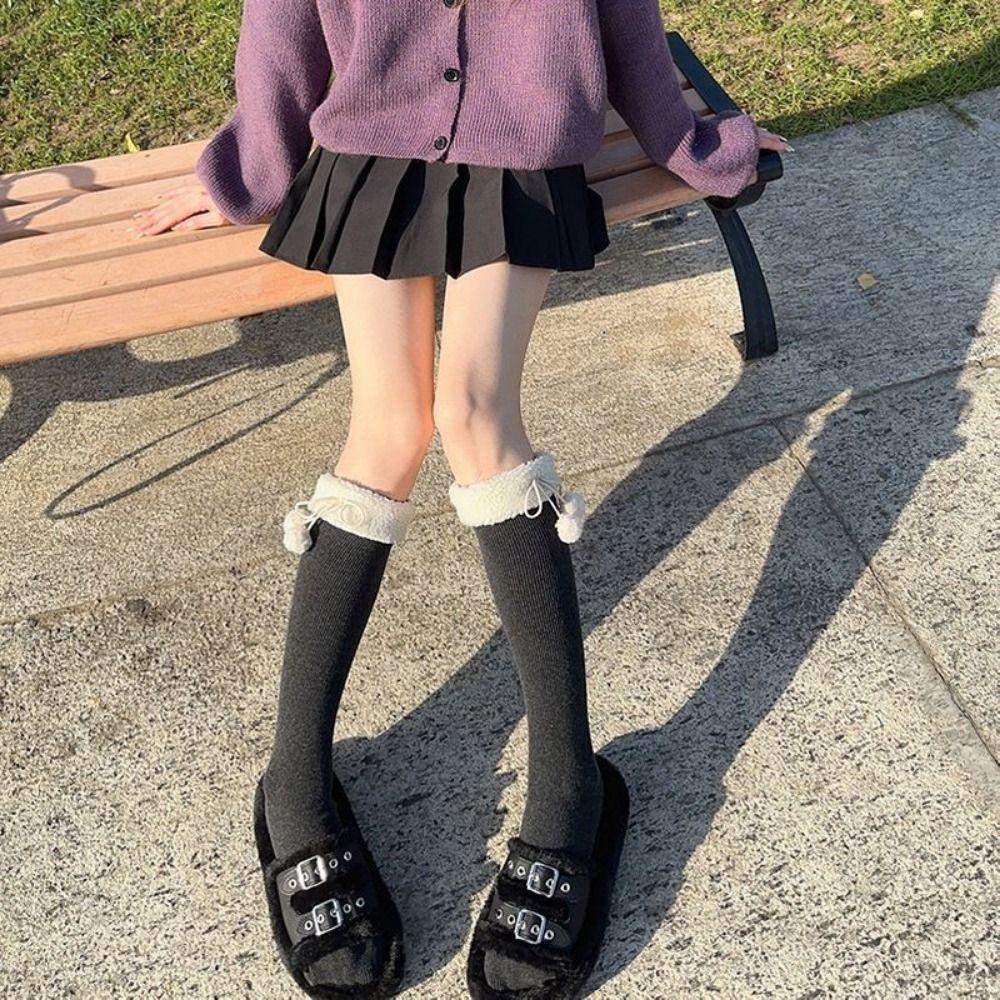 Șosete casual tricotate pentru vițel, bumbac pufos, lungi până la genunchi, șosete lungi pentru femei, șosete noi