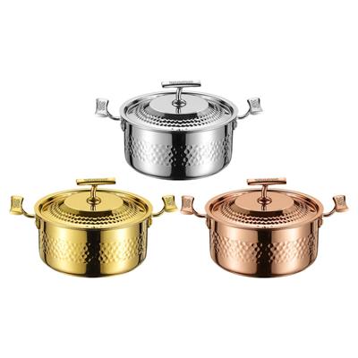 Hot Pot Hammermuster mit Deckel Suppentopf für Familienfeier Buffet Picknick