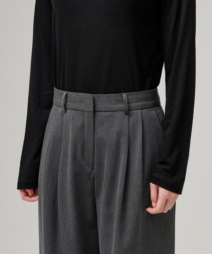 MUSINSA STANDARD WOMAN Women'S Real Wide Belted Slacks [Medium Gray]