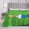 Cartoon Die S-Simpsons Homer Flanell Überwurfdecken Decken für Bett Büro Weiche Steppdecke,