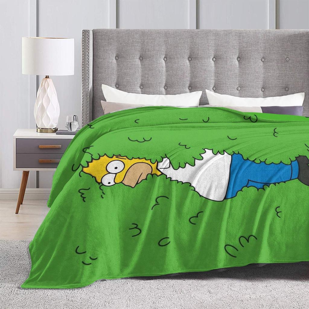 Cartoon Die S-Simpsons Homer Flanell Überwurfdecken Decken für Bett Büro Weiche Steppdecke,