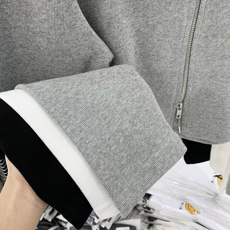 Hooded Women Slim Jacket Design Autumn Winter Short Double Zipper Cardigan M чёрный