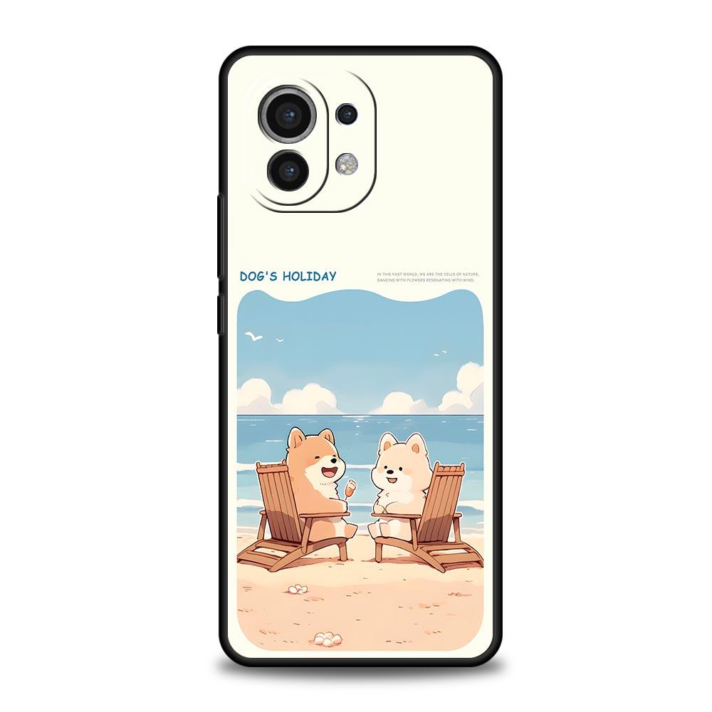 Cute Cartoon Dog Seaside Rabbit Phone Case For Xiaomi Mi 17 15T 15 14 14T 13T 12T Pro 12 13 Lite 5G 11T Poco X6 X7 X5 Pro Cover