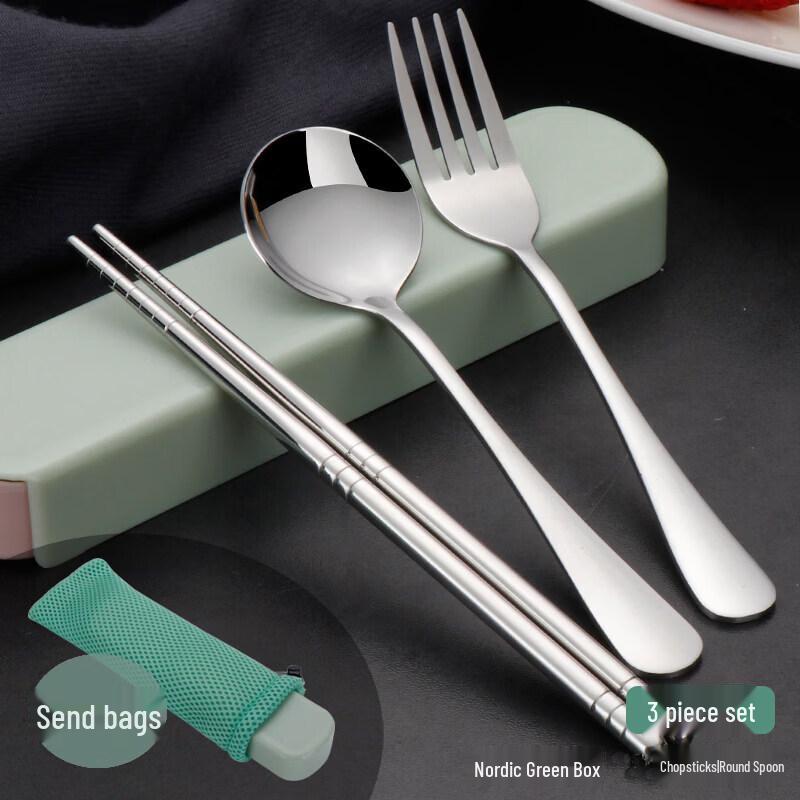 Portable 3-Piece Stainless Steel Chopsticks & Spoon Set