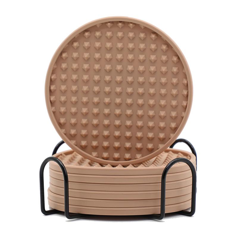 6pcs Silicone Coasters Non-slip Non-stick Dishwasher Safe Double Sided Heat Resistant Pads With