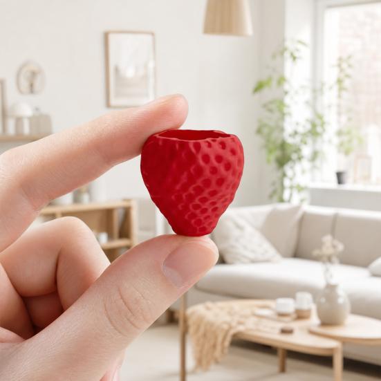 3D Printed Flower Pot, Realistic Strawberry Mini Planter, with Matte Fresh Color Desktop Decor, Gift for Birthday Housewarming
