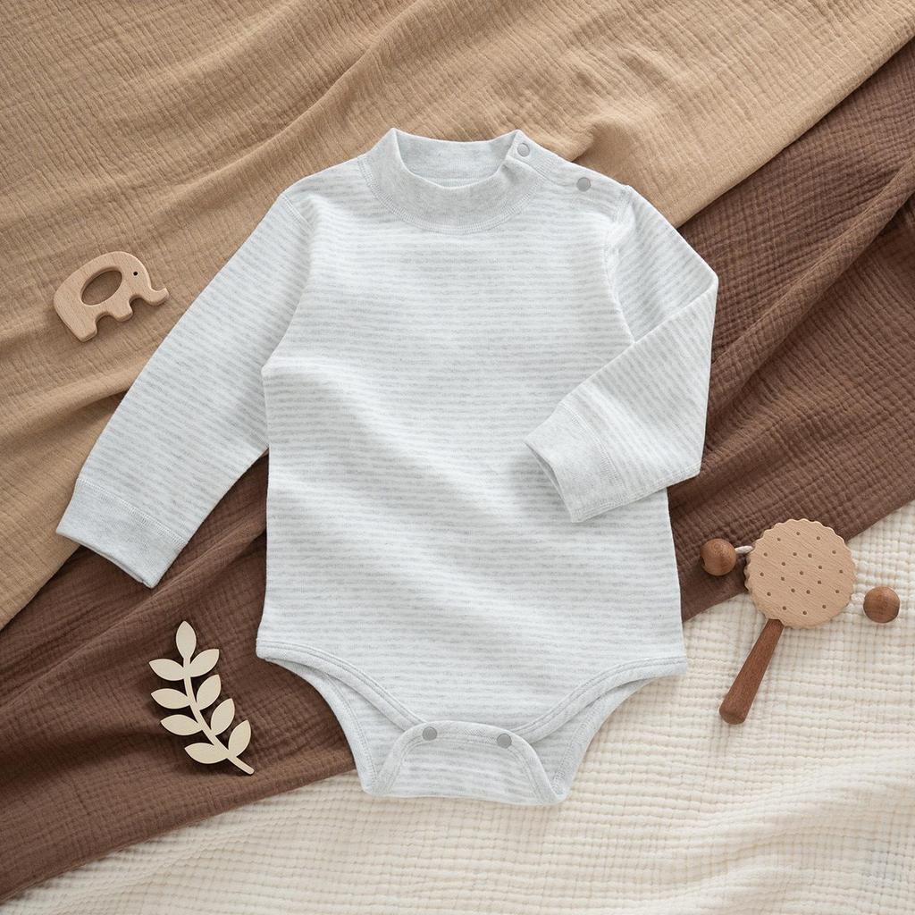 Warm Baby Bodysuit - Autumn/Winter Long Sleeve Velvet Romper with High Neck for Boys & Girls