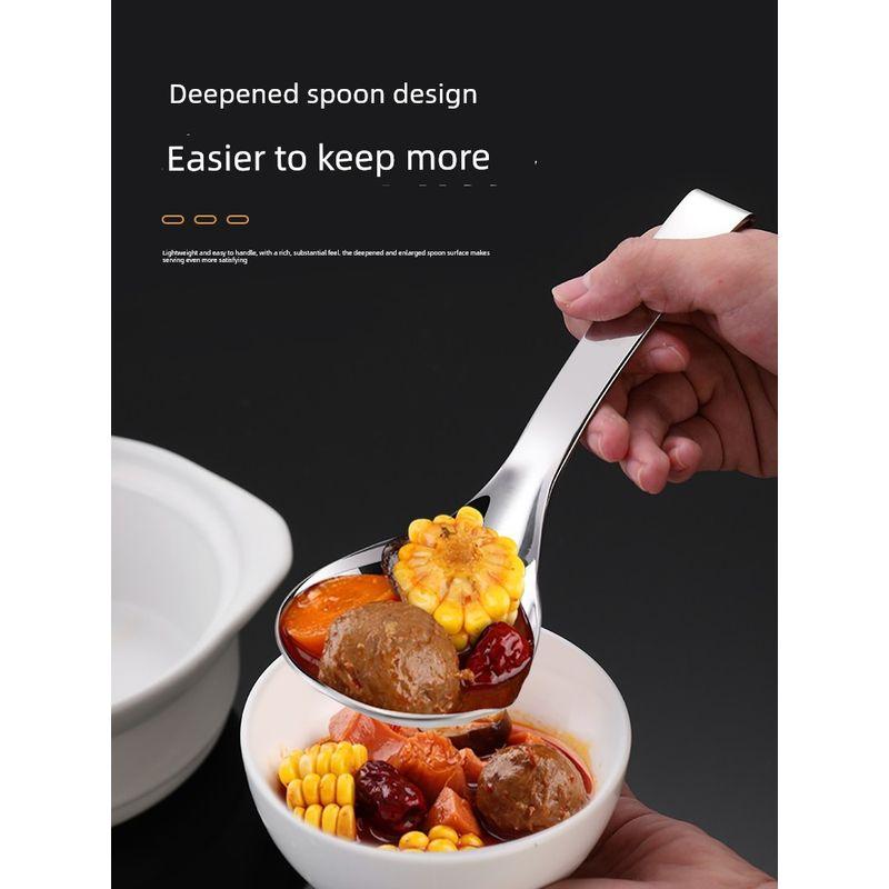 316 Stainless Steel Spoon, Large Household Soup Spoon, Deepened Design, Wall-Mountable, Large Head Spoon, Hot Pot Spoon