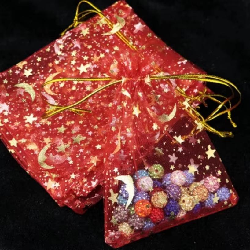 10 Pcs Organza Bags Exquisite Star Moon Hot Stamping Gauze Bag Candy Gift Packaging Bags Jewelry And Cosmetics Storage Bag