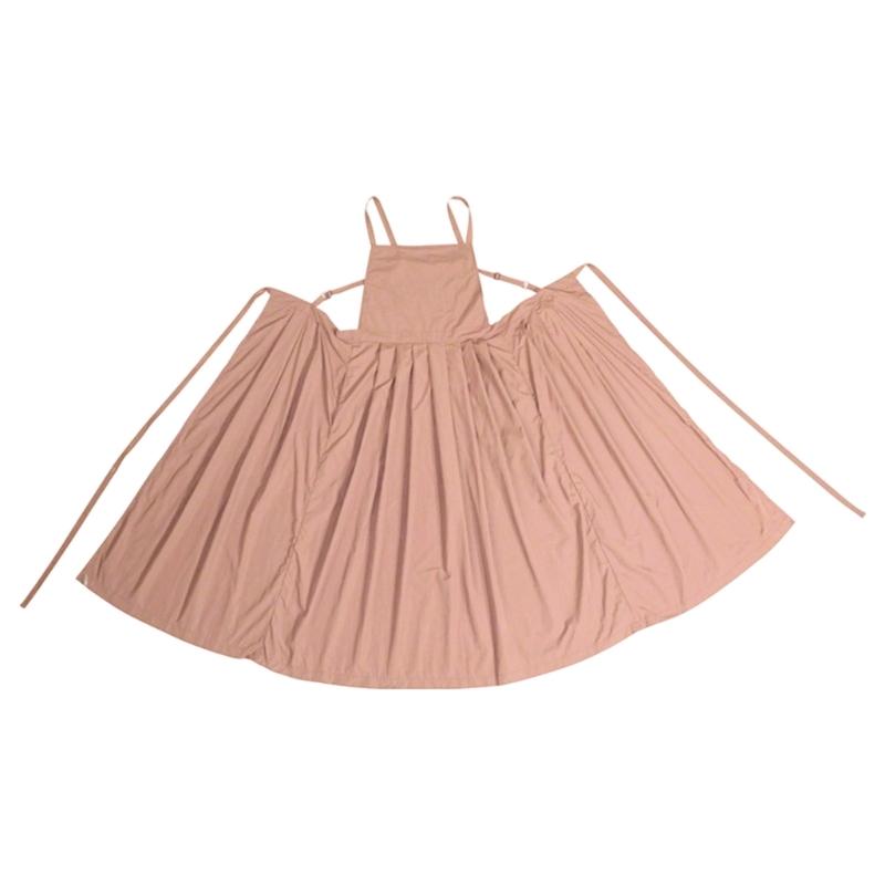 

Lightweight Breathable Kitchen Apron with Pleated Design Waterproof Pinafore Dress for Cooking Baking and Art Projects розовый